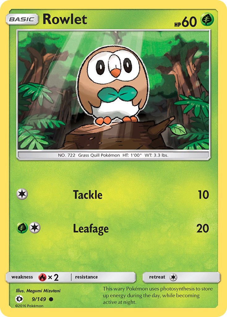 Sun & Moon Rowlet [Holo] Pokémon card